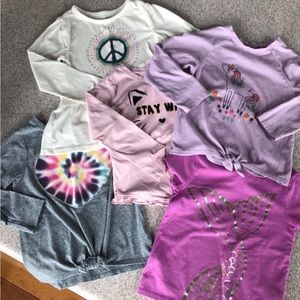 Garanimals girl tops 5T (fit like 4T) unicorn, heart, mermaid, peace designs